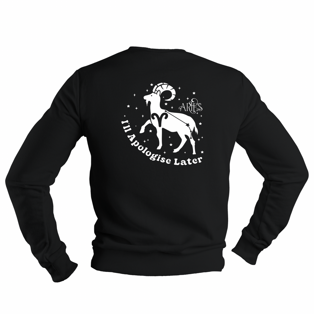 Aries Glow in the Dark Jumper – Custom Zodiac Sweatshirt | Black 350GSM Astrology Gift
