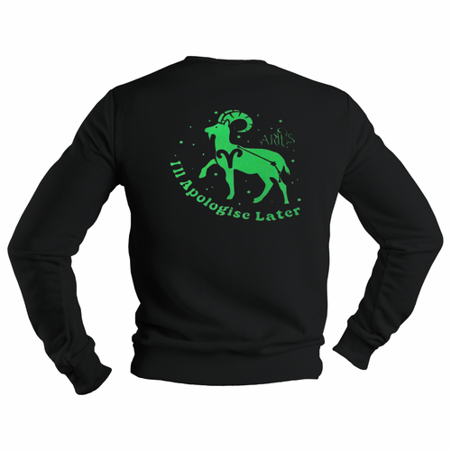 Aries Glow in the Dark Jumper – Custom Zodiac Sweatshirt | Black 350GSM Astrology Gift