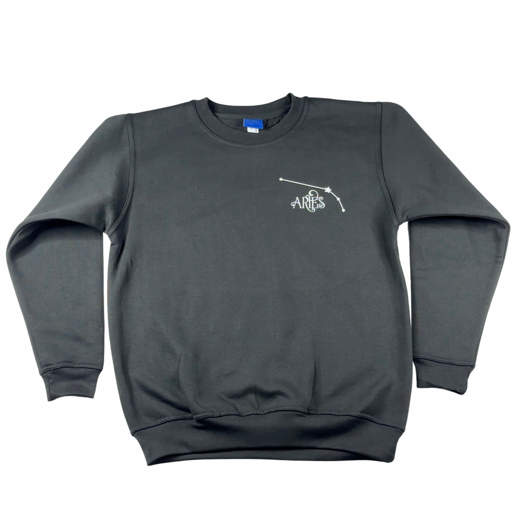 Aries Glow in the Dark Jumper – Custom Zodiac Sweatshirt | Black 350GSM Astrology Gift