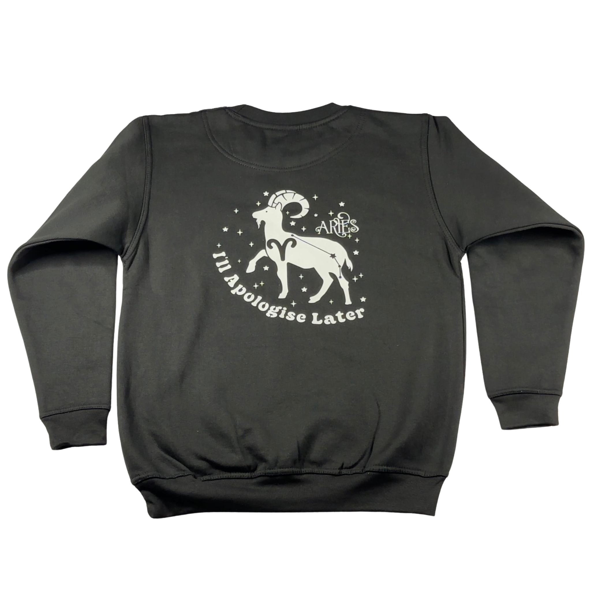 Aries Glow in the Dark Jumper – Custom Zodiac Sweatshirt | Black 350GSM Astrology Gift