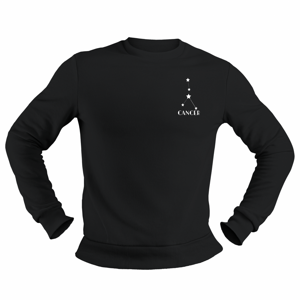 Cancer Glow in the Dark Jumper – Custom Zodiac Sweatshirt | Black 350GSM Astrology Gift