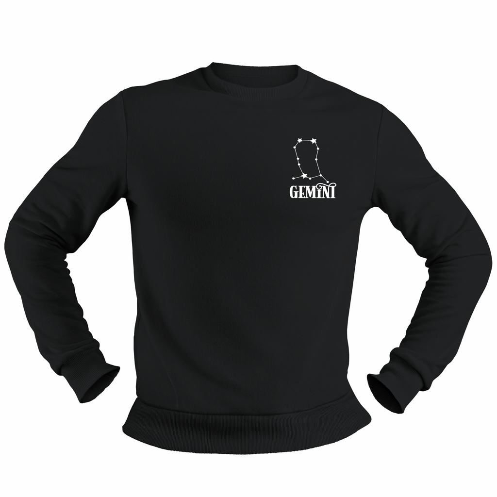 Gemini Glow in the Dark  Jumper – Custom Zodiac Sweatshirt | Black 350GSM Astrology Gift