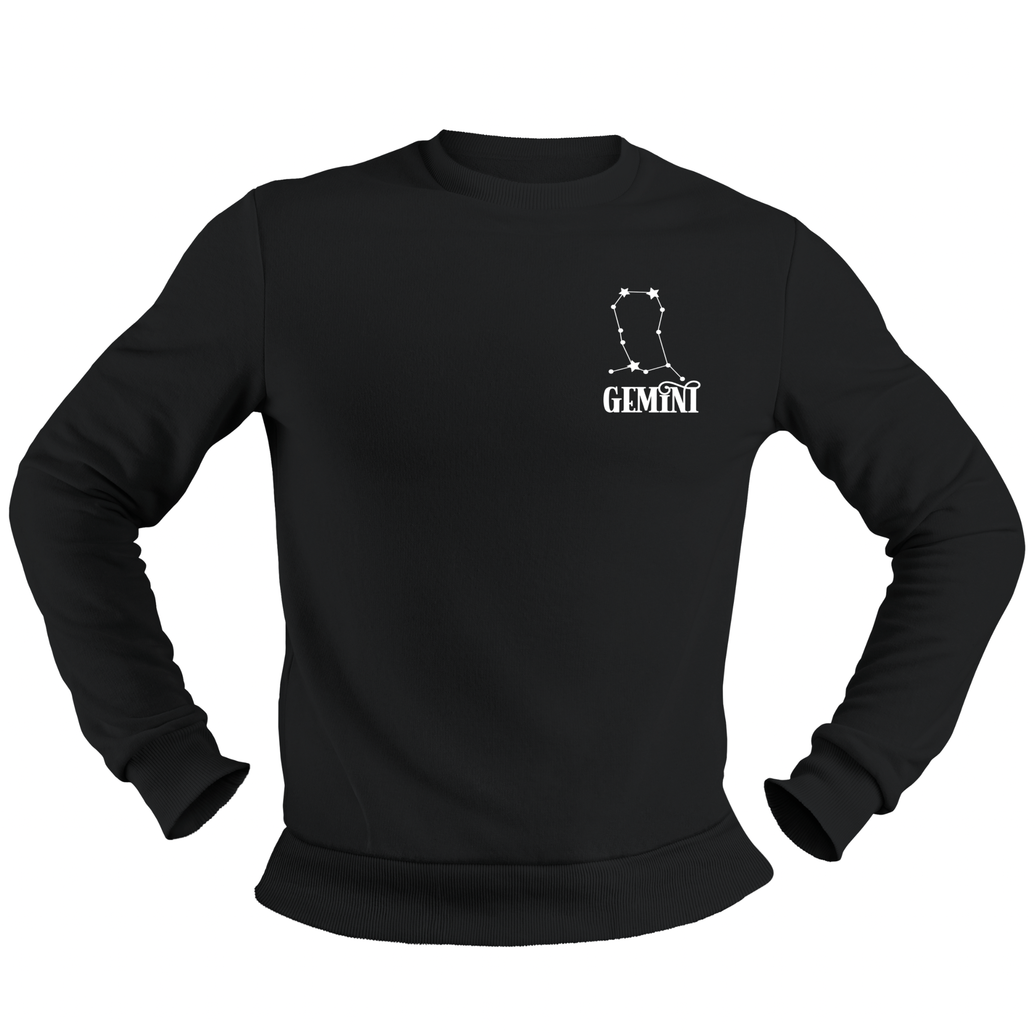 Gemini Glow in the Dark  Jumper – Custom Zodiac Sweatshirt | Black 350GSM Astrology Gift