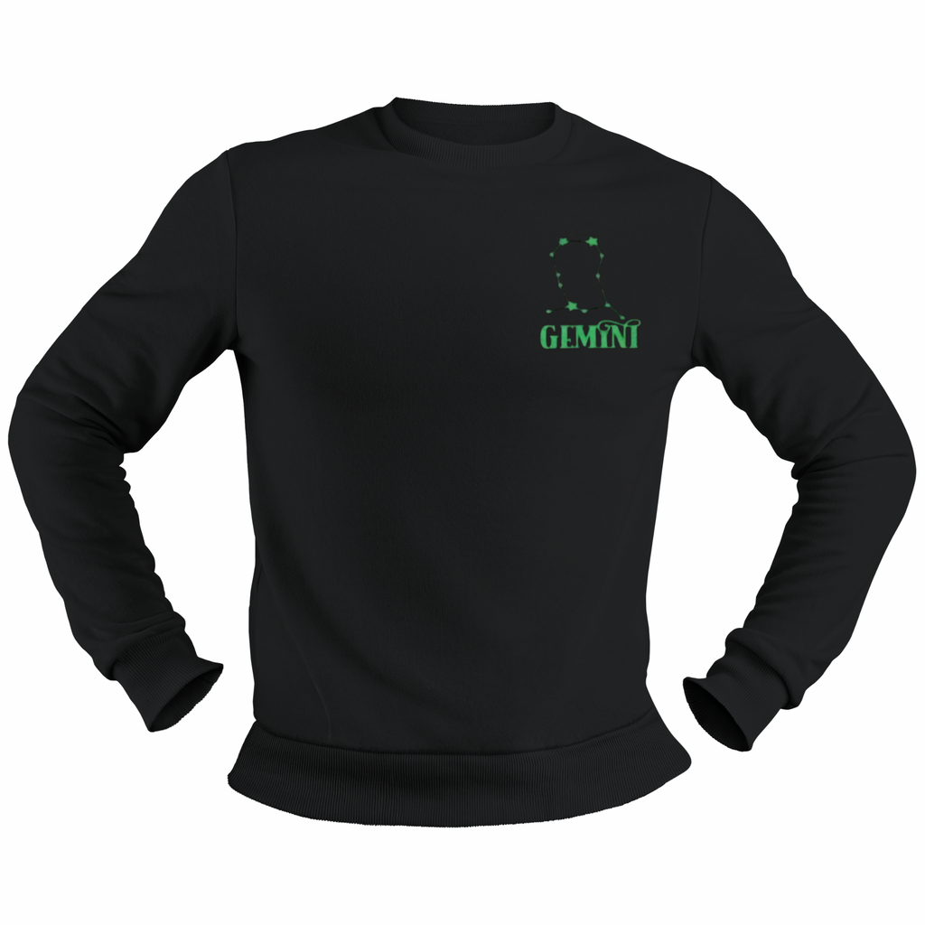 Gemini Glow in the Dark  Jumper – Custom Zodiac Sweatshirt | Black 350GSM Astrology Gift