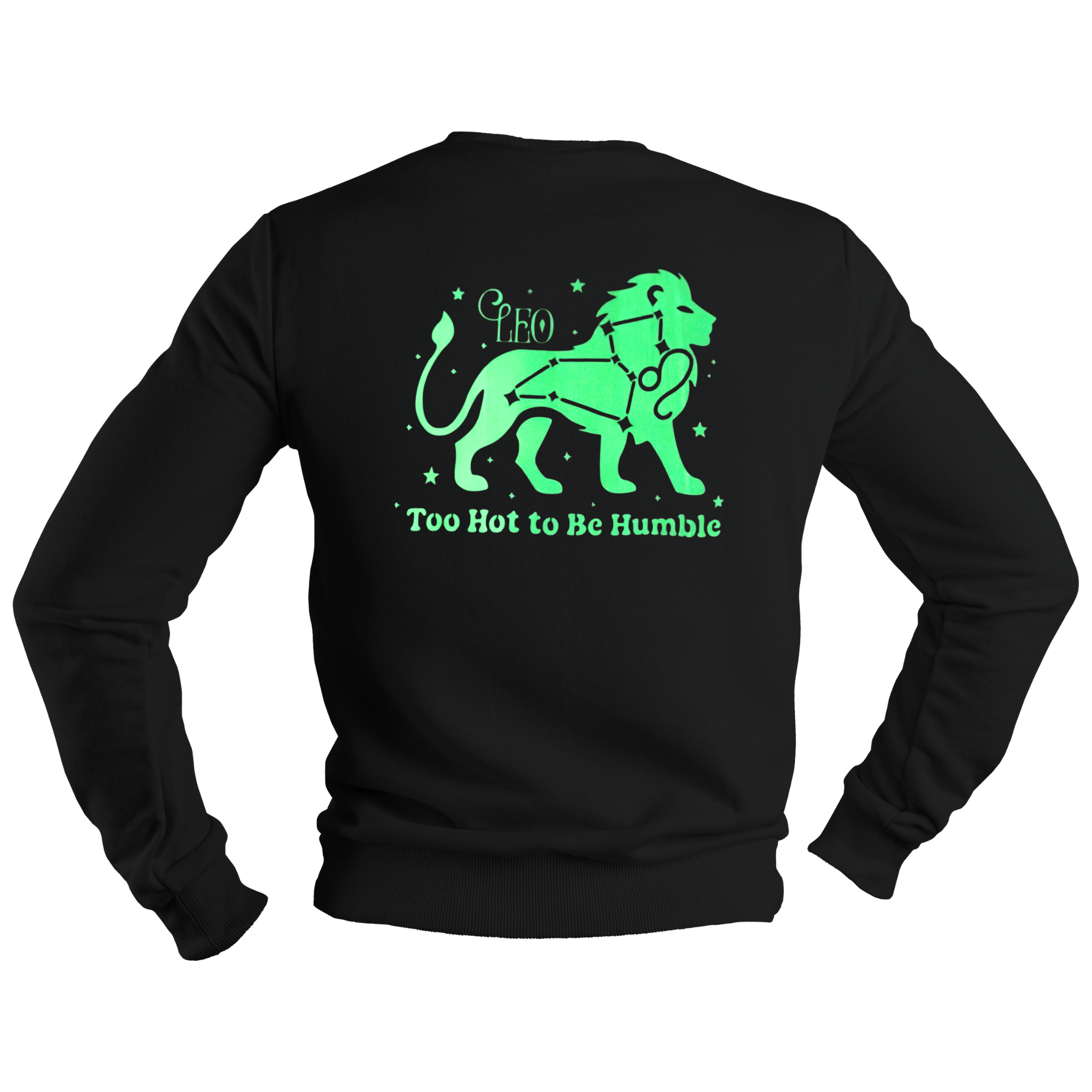 Leo Glow in the Dark Jumper – Custom Zodiac Sweatshirt | Black 350GSM Astrology Gift