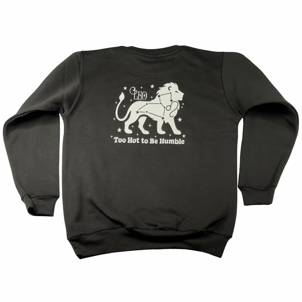 Leo Glow in the Dark Jumper – Custom Zodiac Sweatshirt | Black 350GSM Astrology Gift