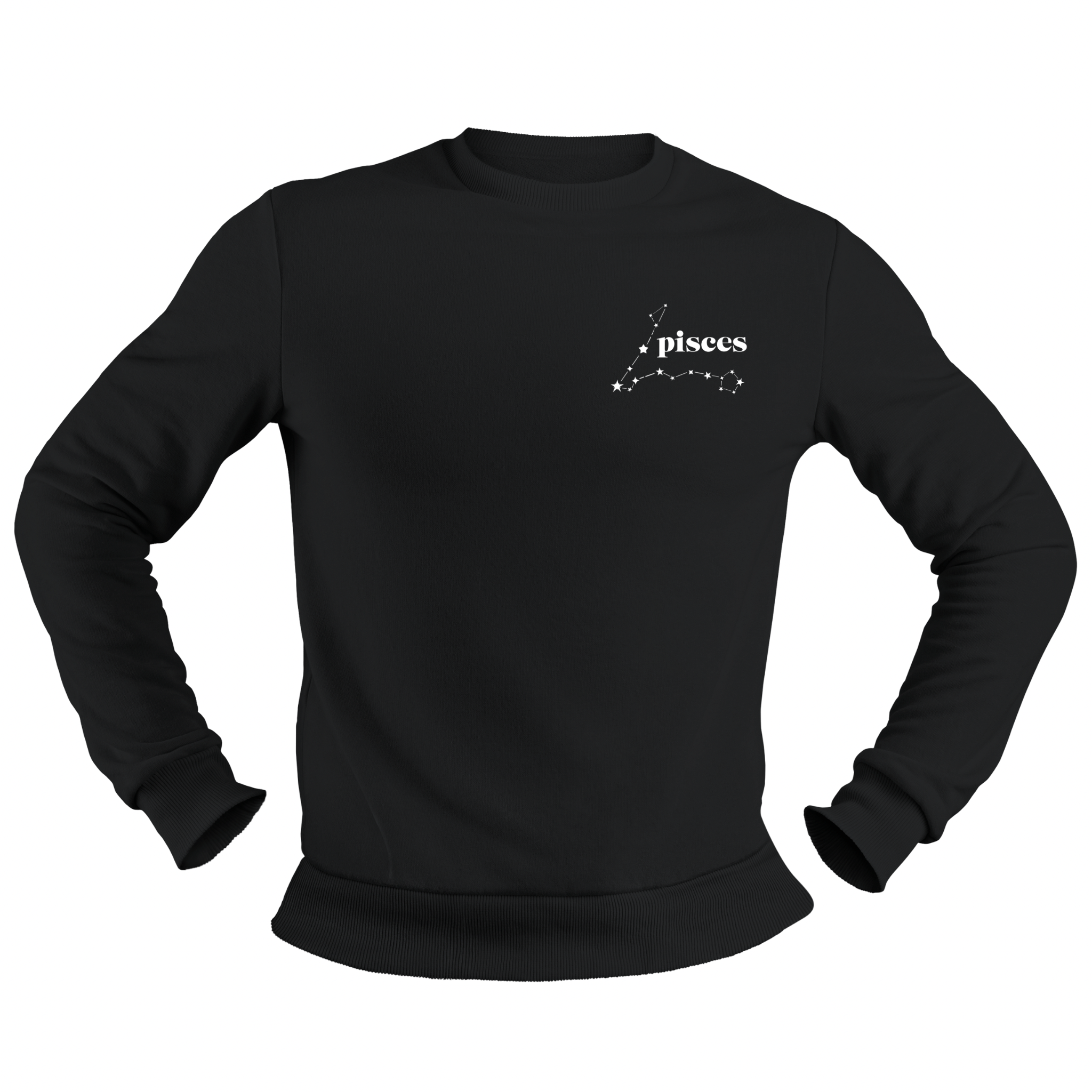 Pisces Glow in the Dark Jumper – Custom Zodiac Sweatshirt | Black 350GSM Astrology Gift