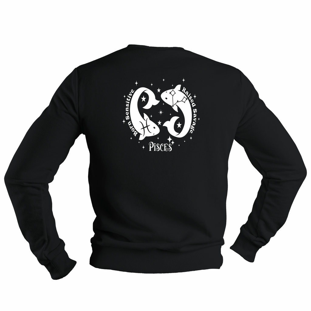 Pisces Glow in the Dark Jumper – Custom Zodiac Sweatshirt | Black 350GSM Astrology Gift