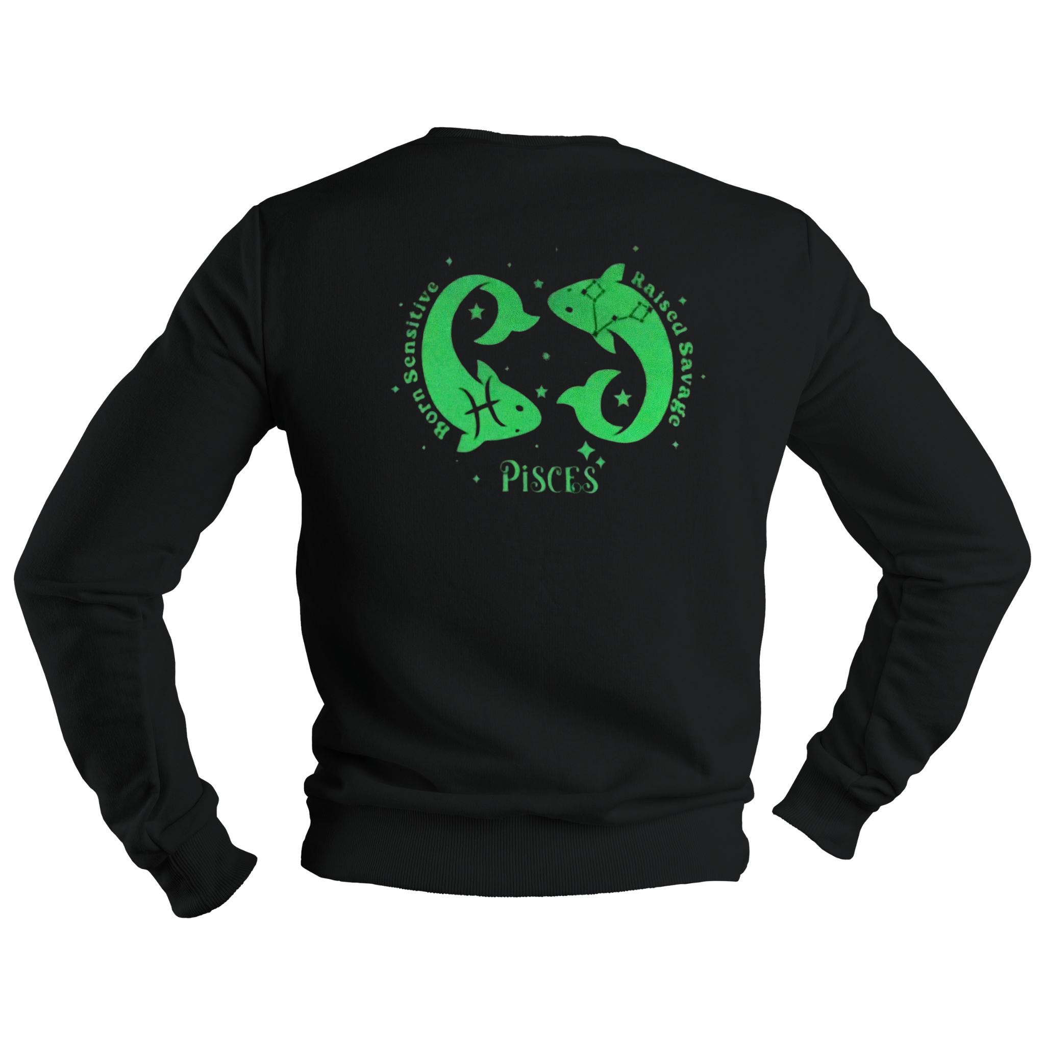 Pisces Glow in the Dark Jumper – Custom Zodiac Sweatshirt | Black 350GSM Astrology Gift