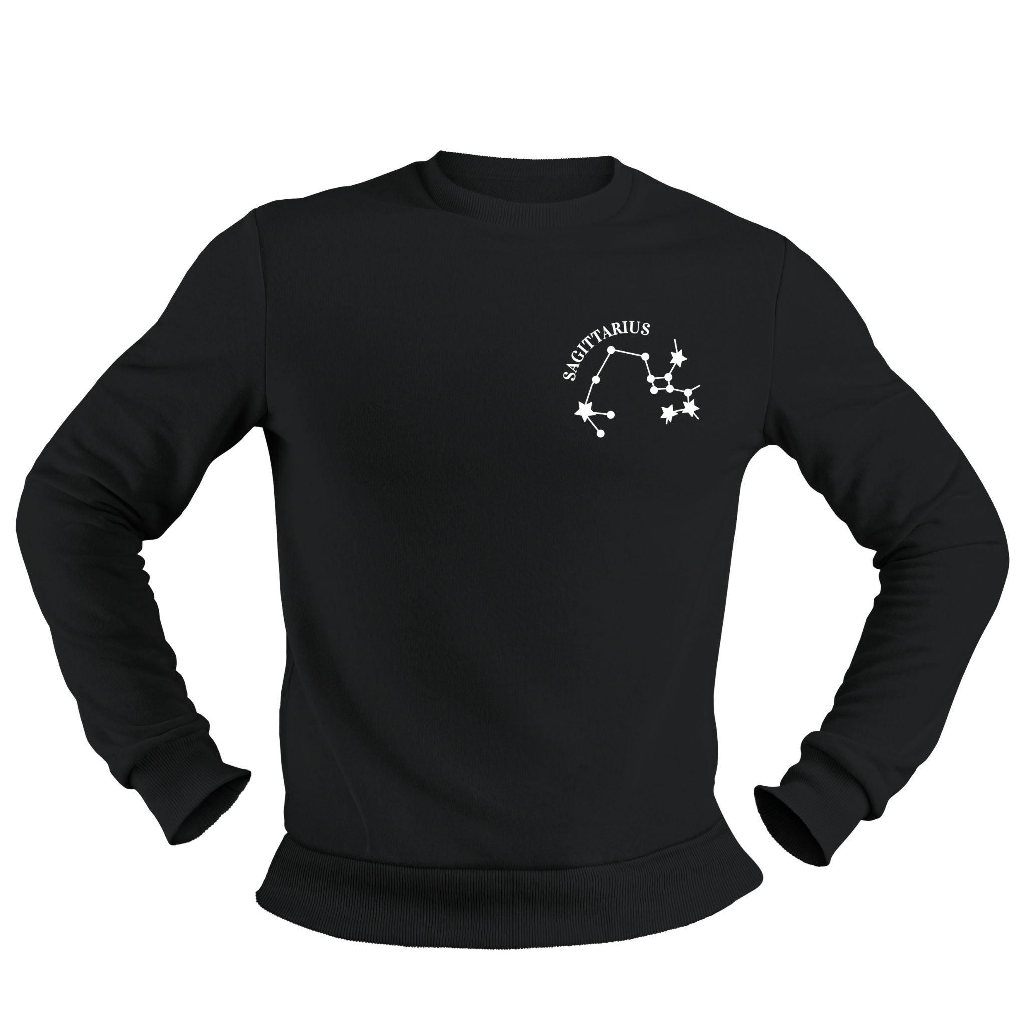 Sagittarius Glow in the Dark Jumper – Custom Zodiac Sweatshirt | Black 350GSM Astrology Gift