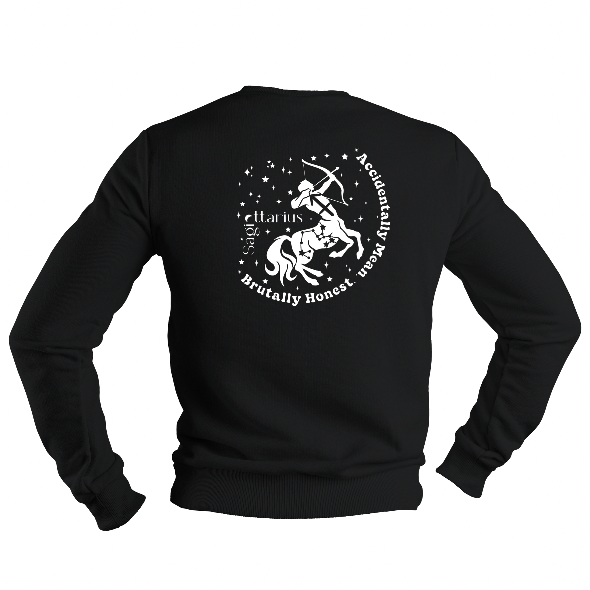 Sagittarius Glow in the Dark Jumper – Custom Zodiac Sweatshirt | Black 350GSM Astrology Gift
