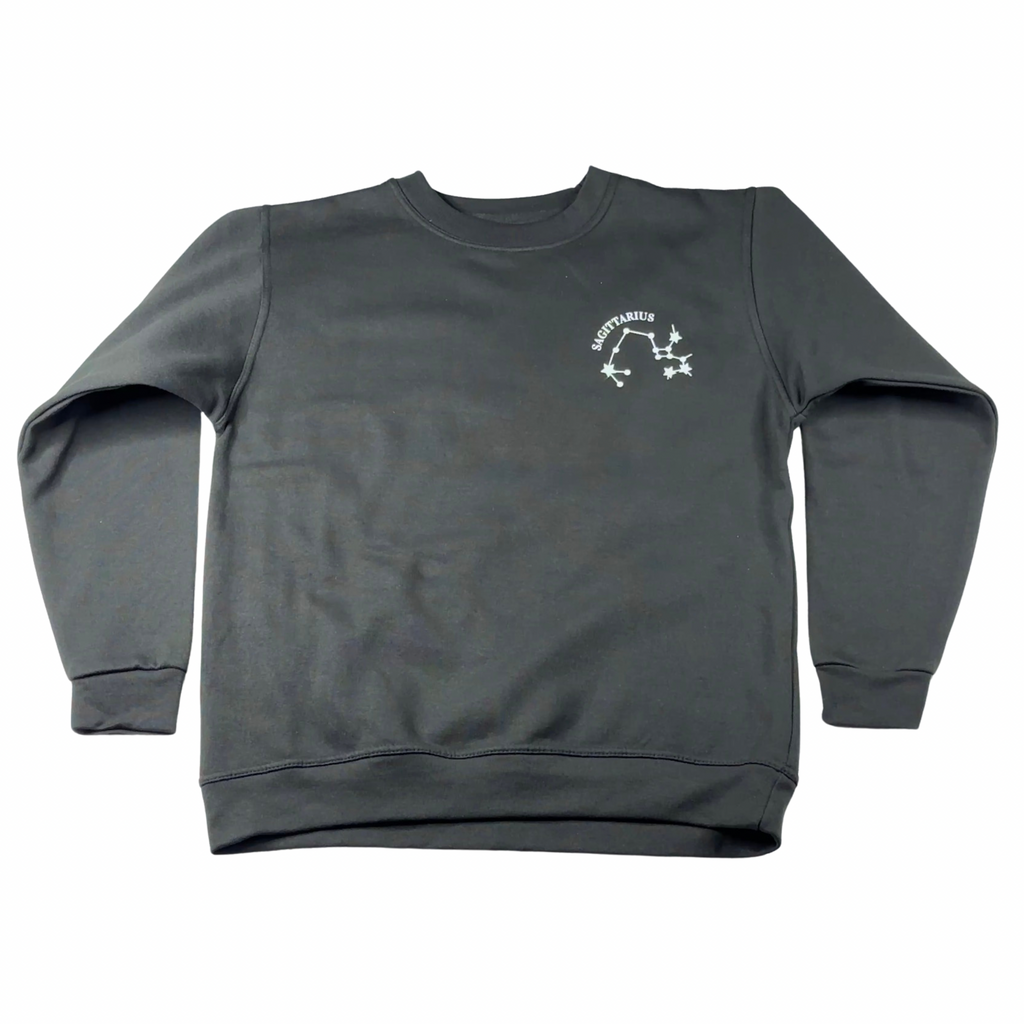 Sagittarius Glow in the Dark Jumper – Custom Zodiac Sweatshirt | Black 350GSM Astrology Gift
