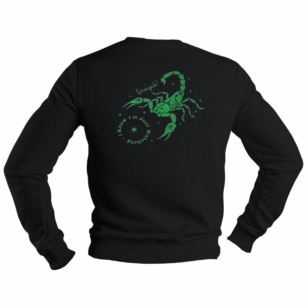 Scorpio Glow in the Dark Jumper – Custom Zodiac Sweatshirt | Black 350GSM Astrology Gift