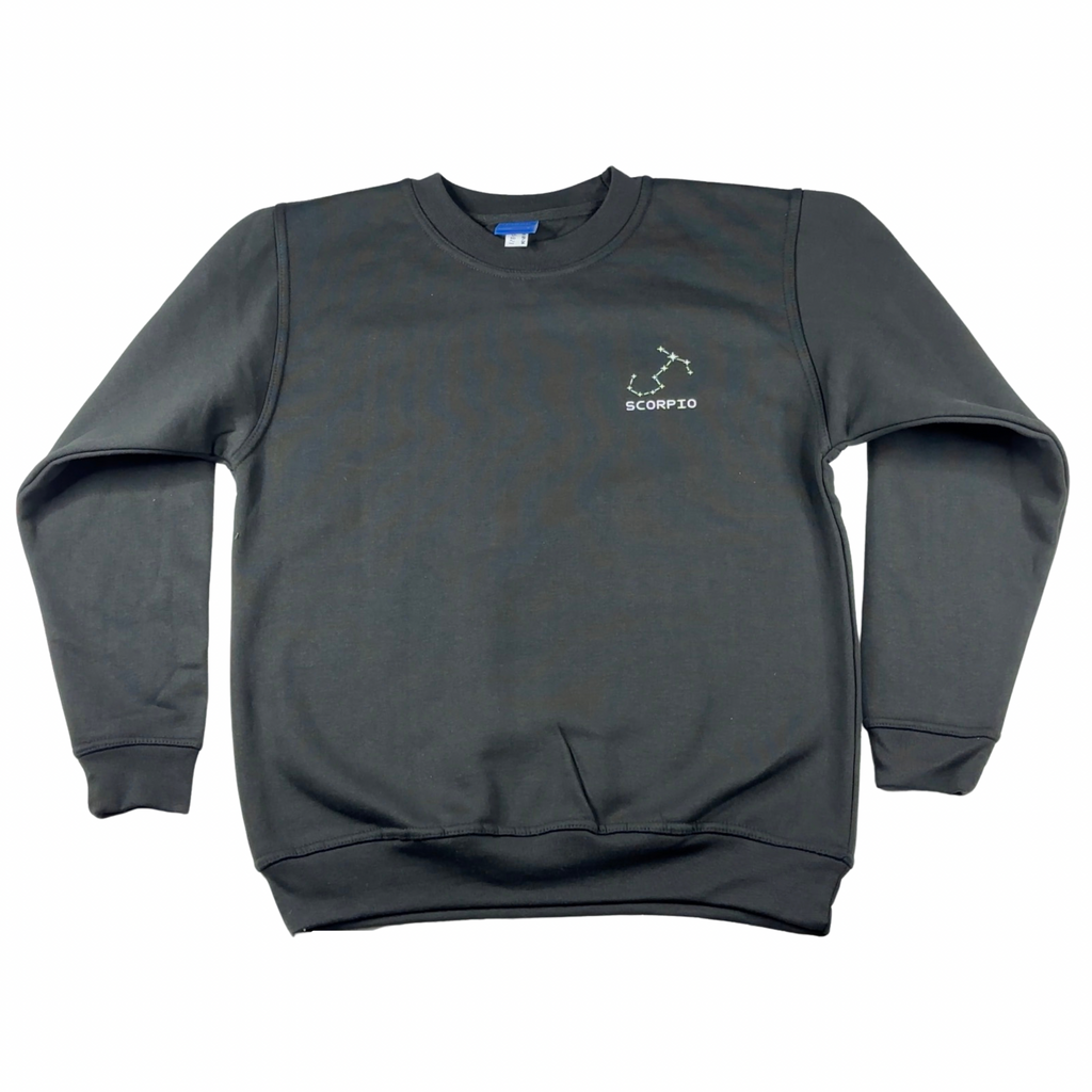 Scorpio Glow in the Dark Jumper – Custom Zodiac Sweatshirt | Black 350GSM Astrology Gift