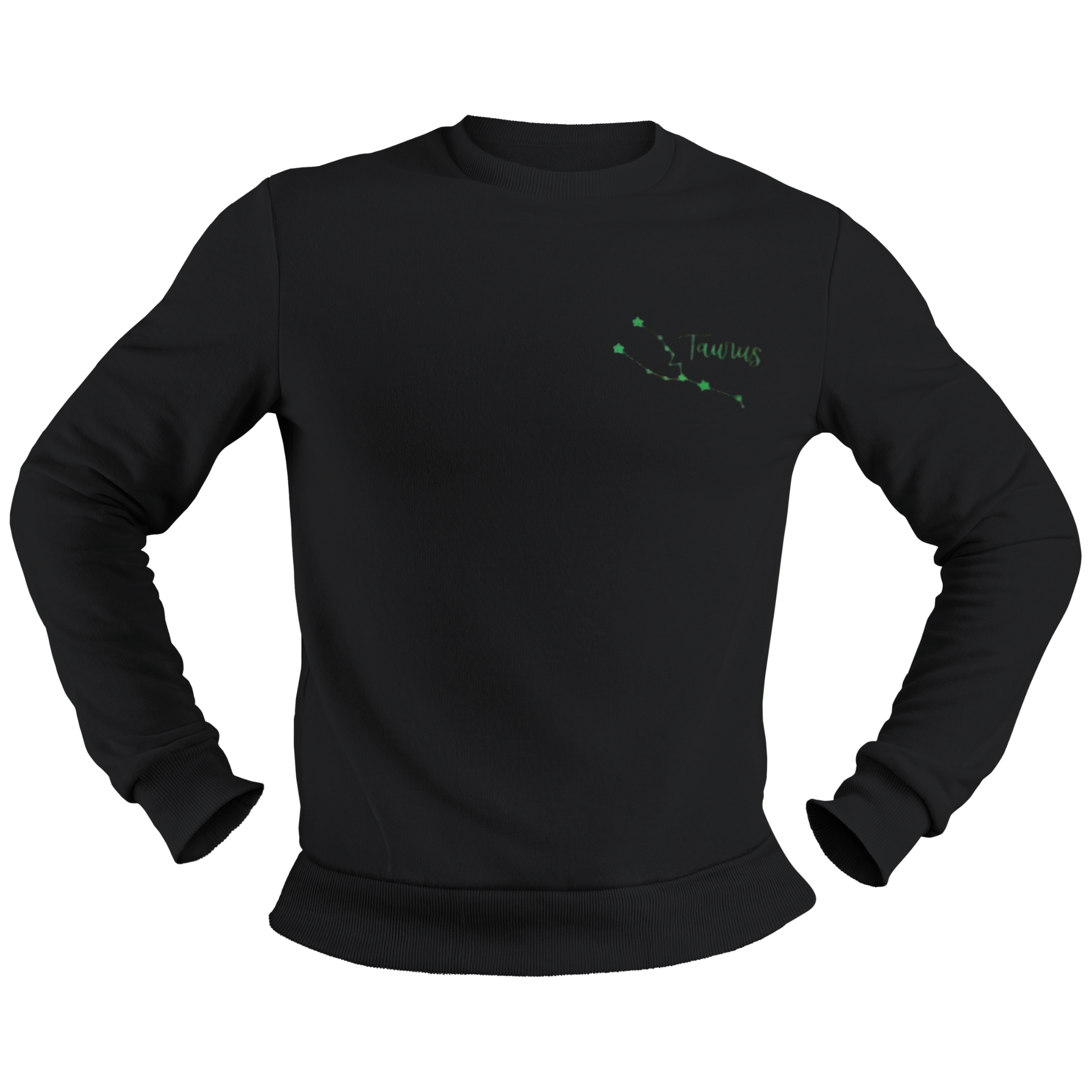 Taurus Glow in the Dark Jumper – Custom Zodiac Sweatshirt | Black 350GSM Astrology Gift
