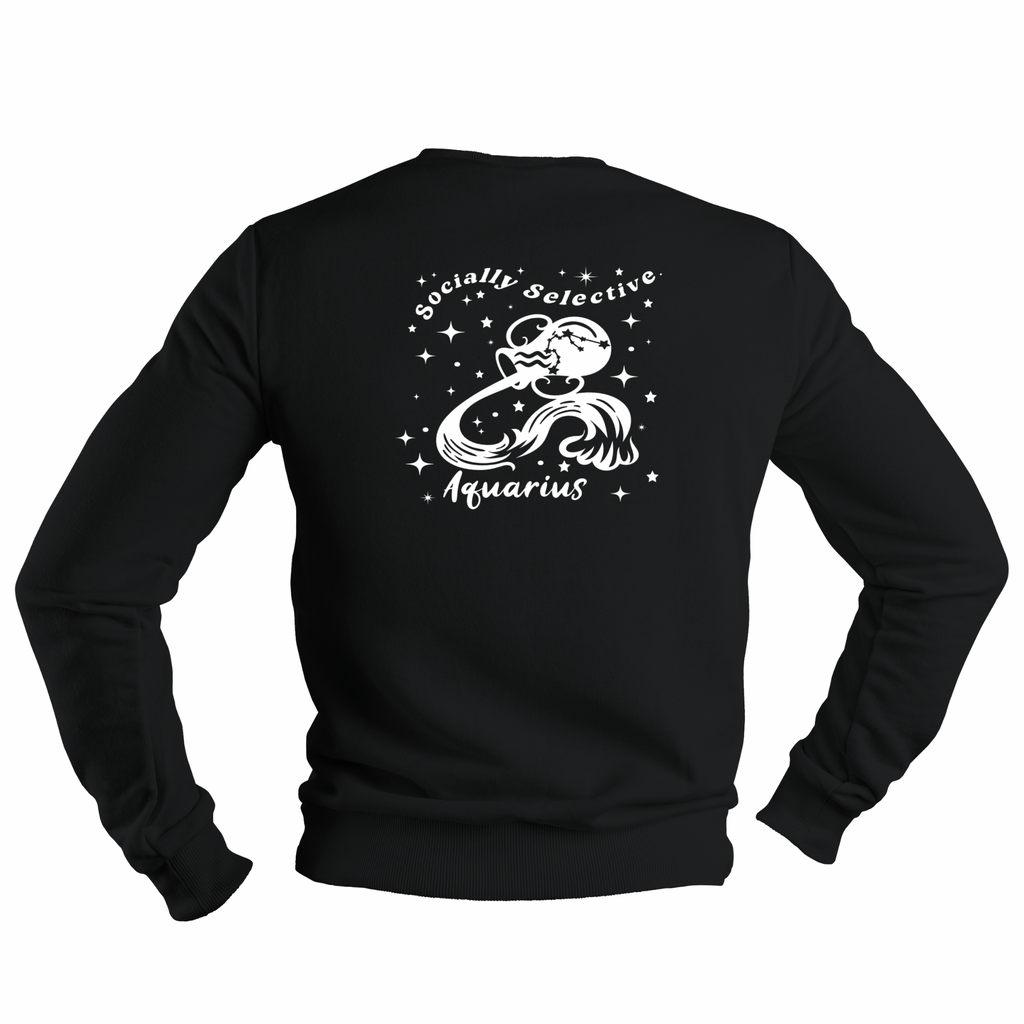 Aquarius Glow in the Dark Jumper – Custom Zodiac Sweatshirt | Black 350GSM Astrology Gift