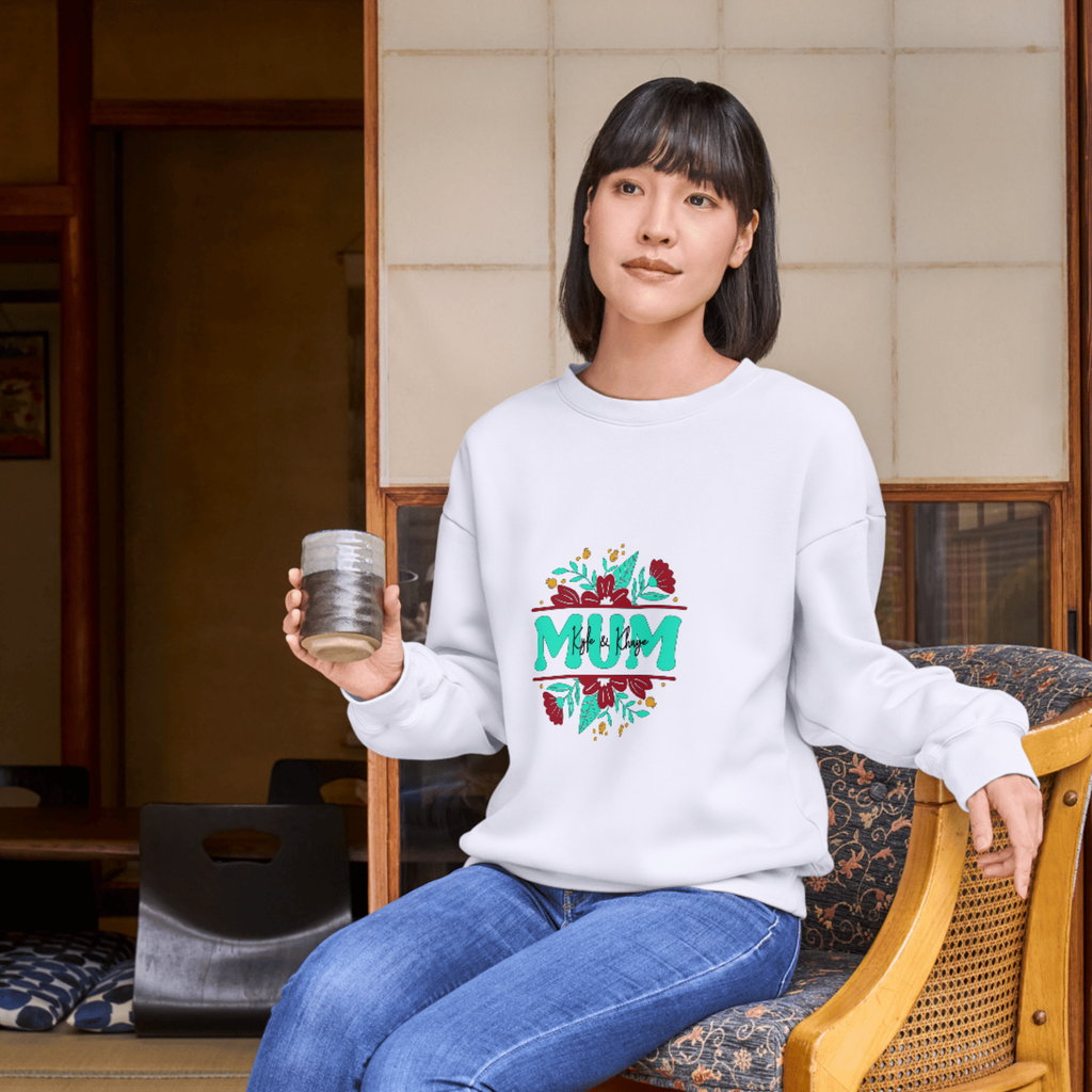 Personalised Mum Sweatshirt with Child’s Name | Custom Mother’s Day Gift | Botanical Mum Jumper