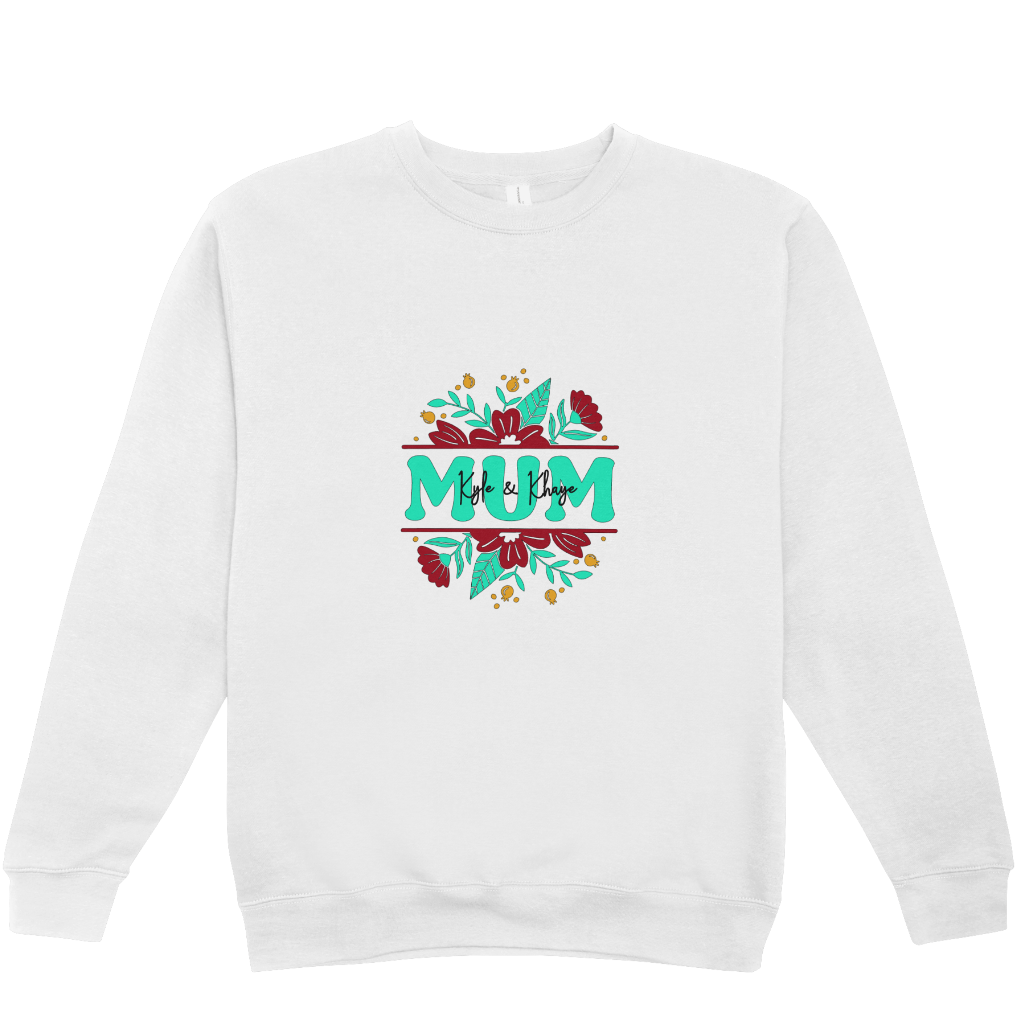 Personalised Mum Sweatshirt with Child’s Name | Custom Mother’s Day Gift | Botanical Mum Jumper