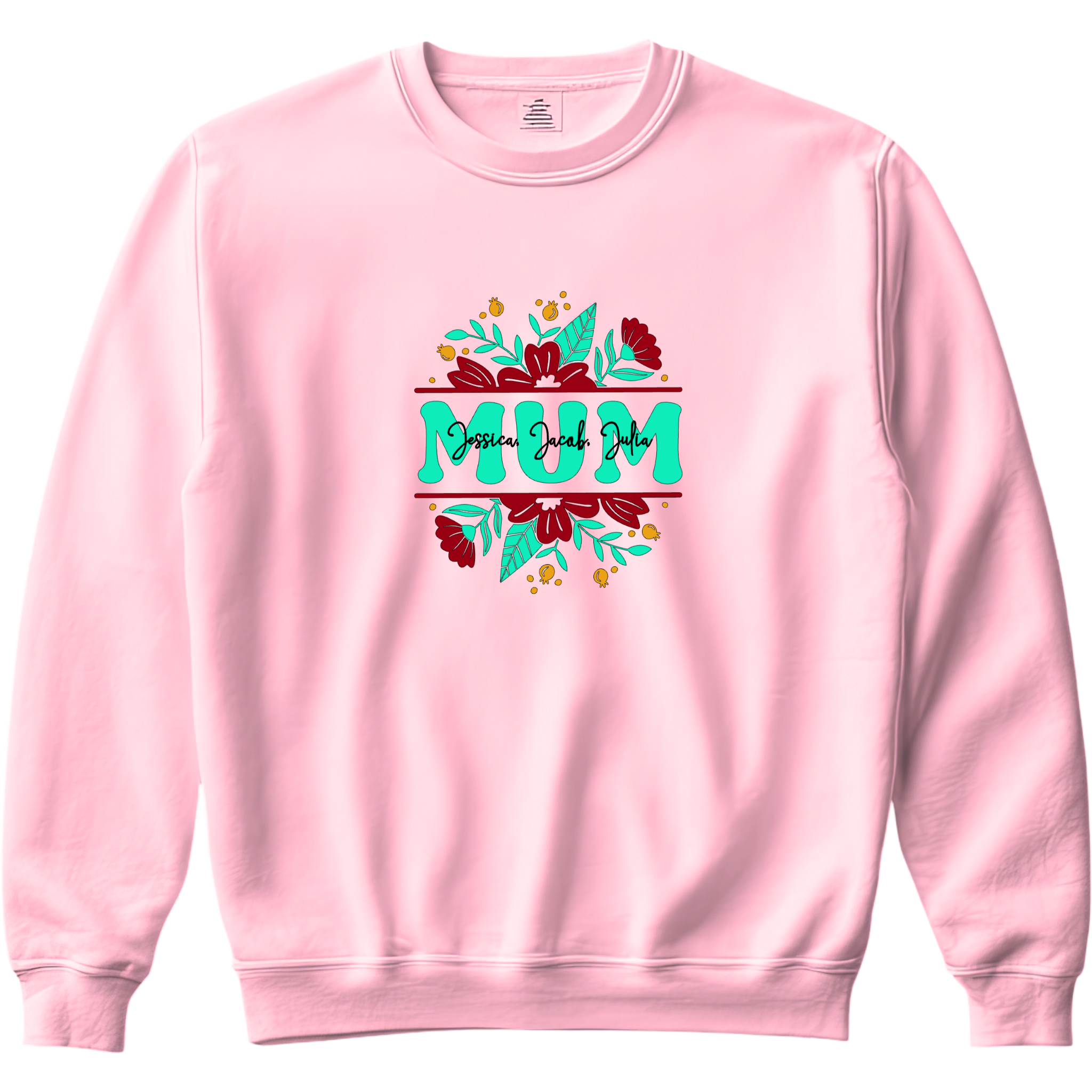 Personalised Mum Sweatshirt with Child’s Name | Custom Mother’s Day Gift | Botanical Mum Jumper