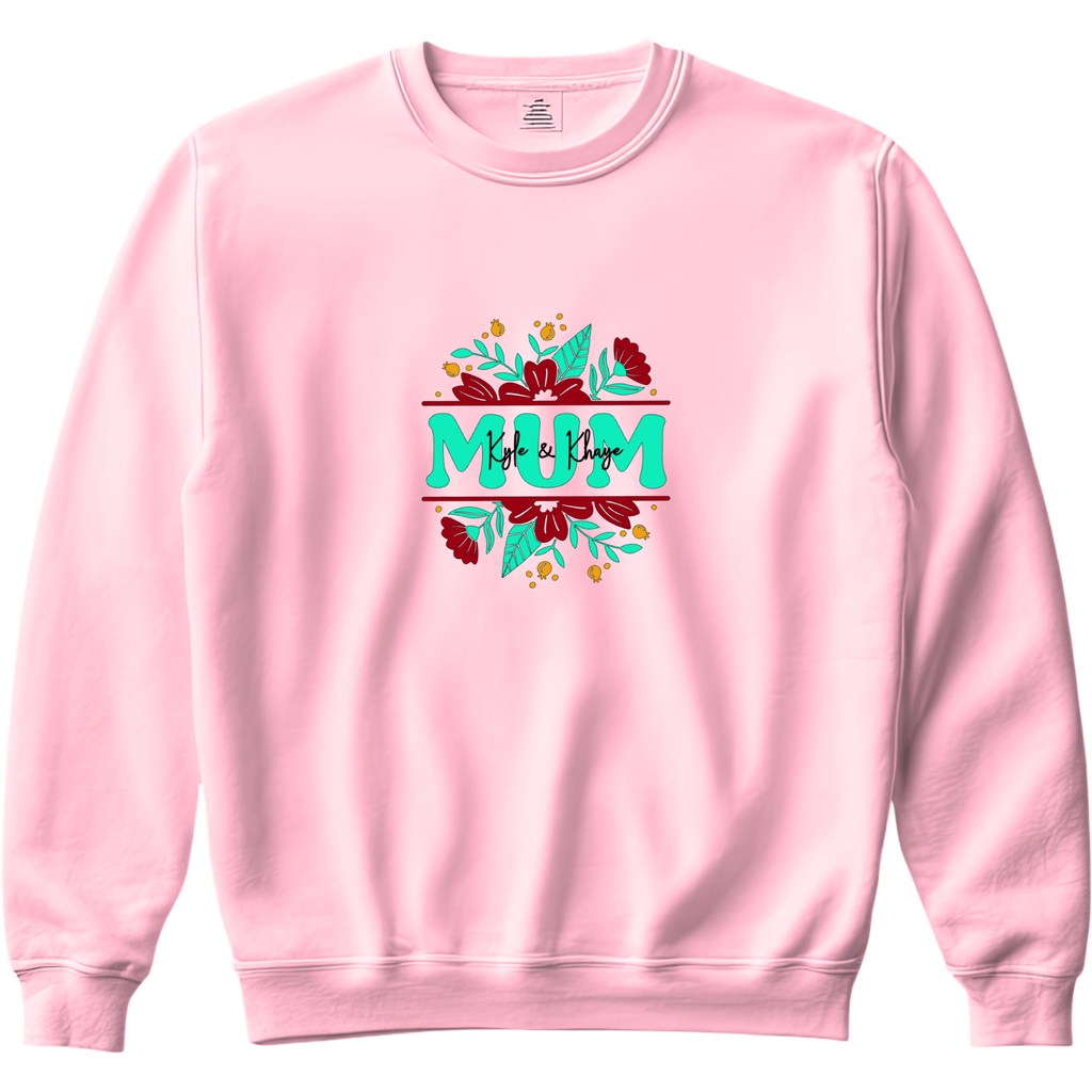 Personalised Mum Sweatshirt with Child’s Name | Custom Mother’s Day Gift | Botanical Mum Jumper