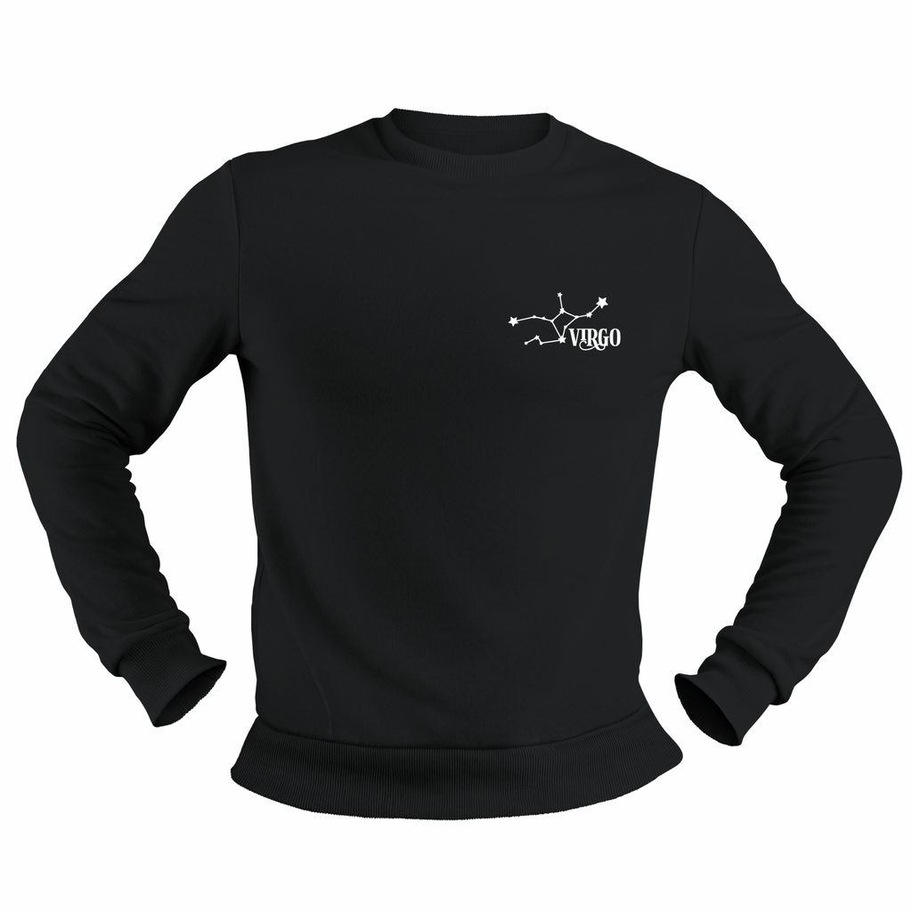 Virgo Glow in the Dark Jumper – Custom Zodiac Sweatshirt | Black 350GSM Astrology Gift