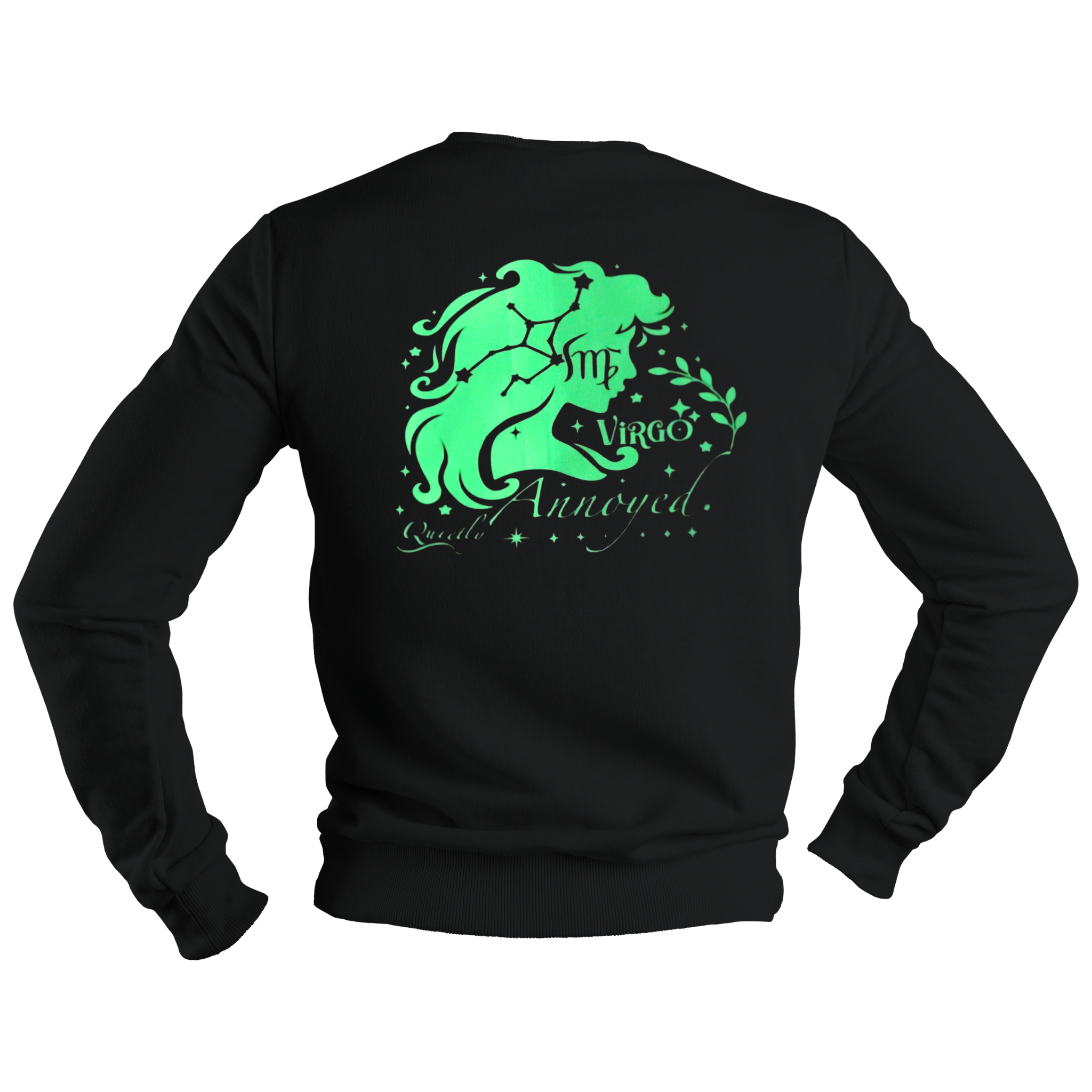 Virgo Glow in the Dark Jumper – Custom Zodiac Sweatshirt | Black 350GSM Astrology Gift