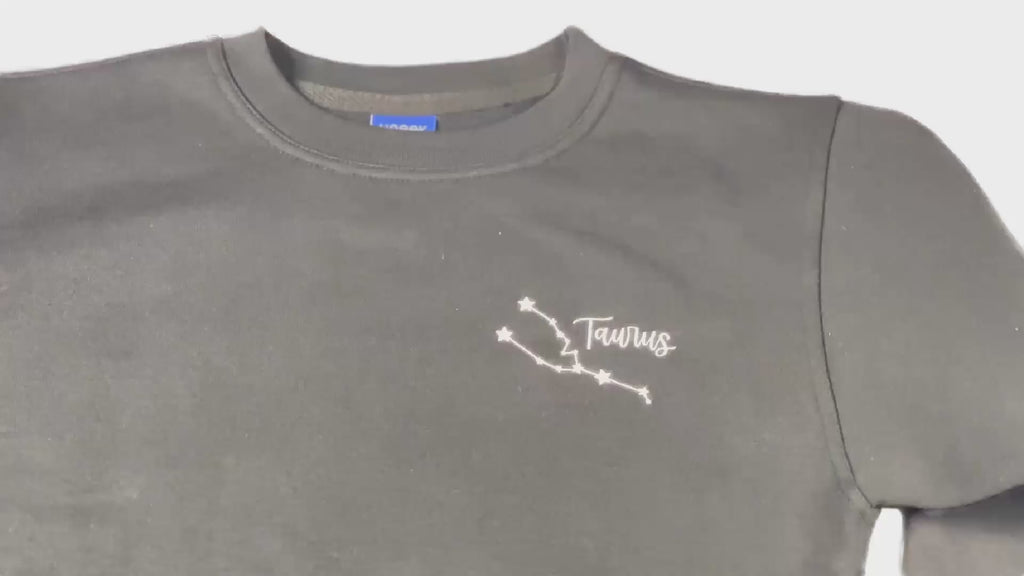 Taurus Glow in the Dark Jumper – Custom Zodiac Sweatshirt | Black 350GSM Astrology Gift