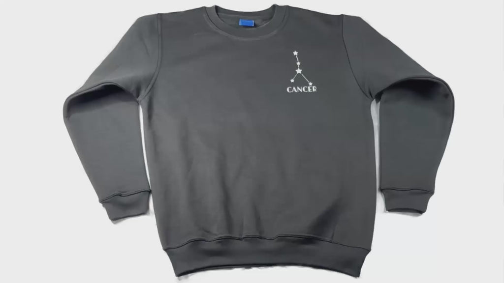 Cancer Glow in the Dark Jumper – Custom Zodiac Sweatshirt | Black 350GSM Astrology Gift