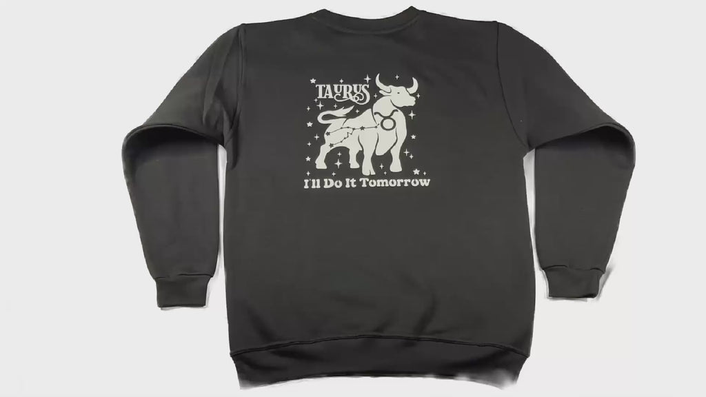 Taurus Glow in the Dark Jumper – Custom Zodiac Sweatshirt | Black 350GSM Astrology Gift