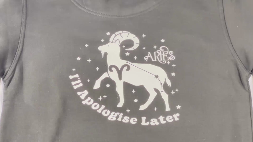 Aries Glow in the Dark Jumper – Custom Zodiac Sweatshirt | Black 350GSM Astrology Gift