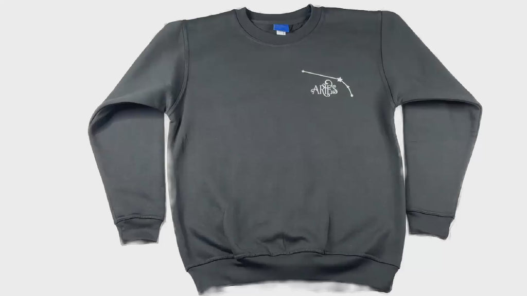 Aries Glow in the Dark Jumper – Custom Zodiac Sweatshirt | Black 350GSM Astrology Gift