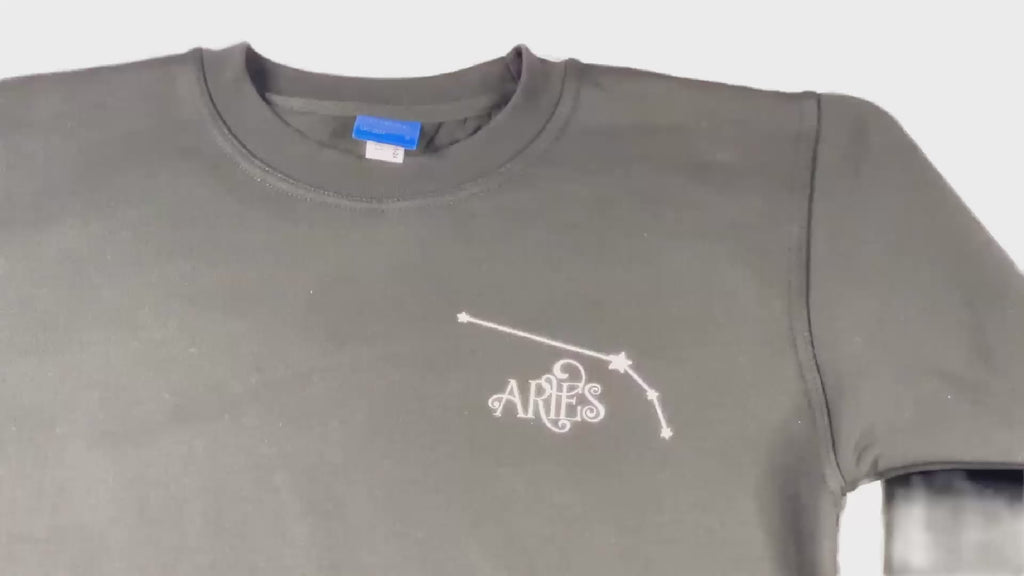 Aries Glow in the Dark Jumper – Custom Zodiac Sweatshirt | Black 350GSM Astrology Gift