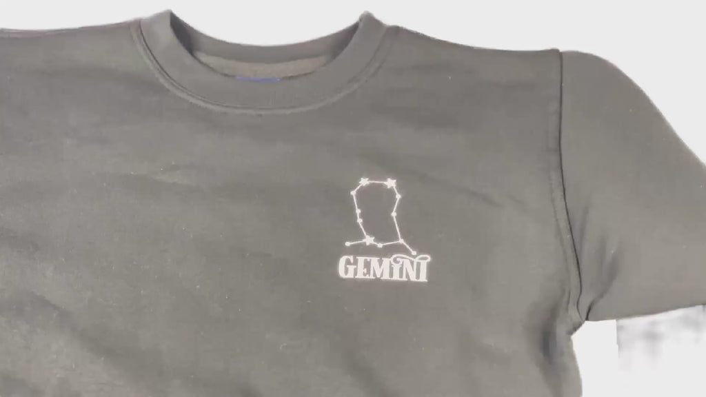 Gemini Glow in the Dark  Jumper – Custom Zodiac Sweatshirt | Black 350GSM Astrology Gift