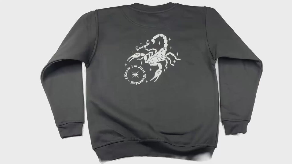 Scorpio Glow in the Dark Jumper – Custom Zodiac Sweatshirt | Black 350GSM Astrology Gift