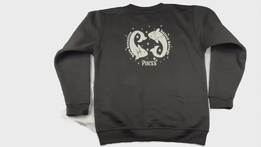 Pisces Glow in the Dark Jumper – Custom Zodiac Sweatshirt | Black 350GSM Astrology Gift