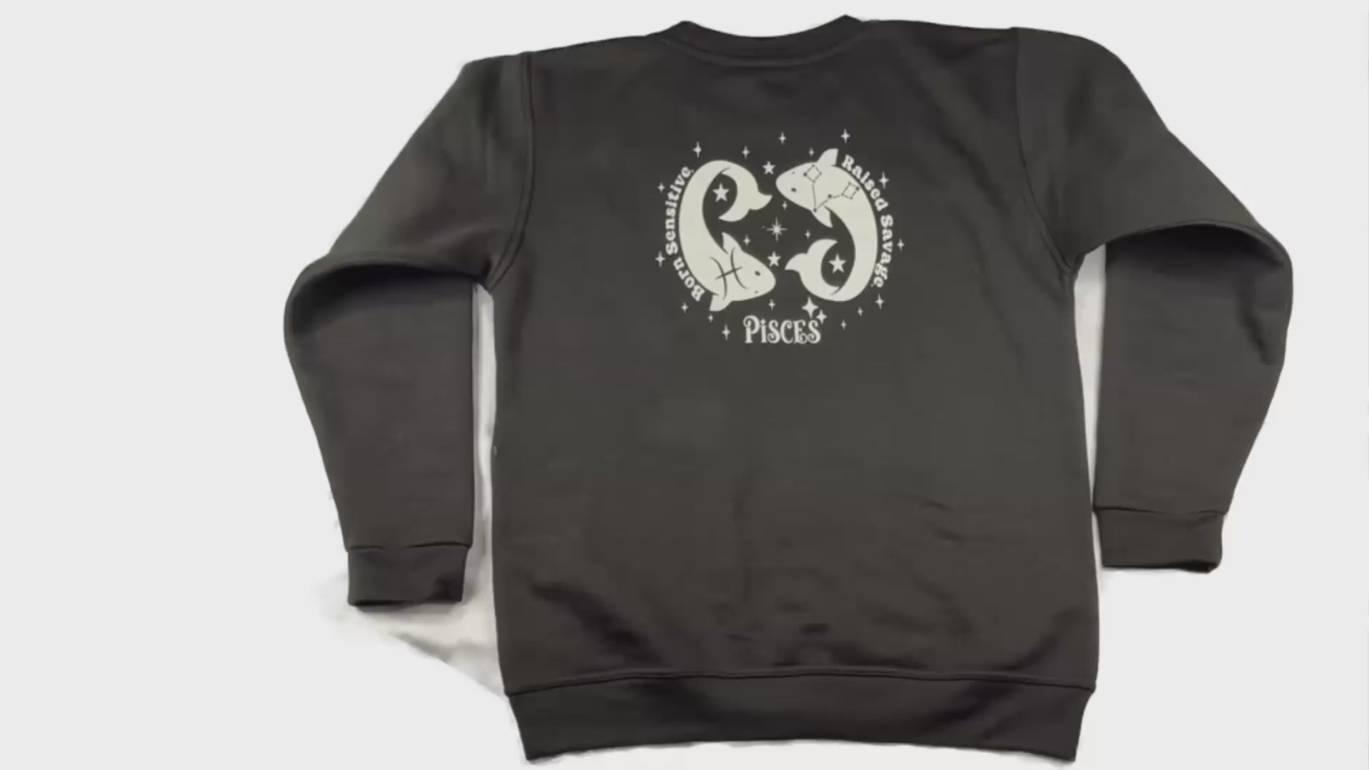 Pisces Glow in the Dark Jumper – Custom Zodiac Sweatshirt | Black 350GSM Astrology Gift